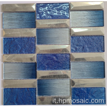 Blue Mix Silver Electroplated Laminated Glass Mosaic